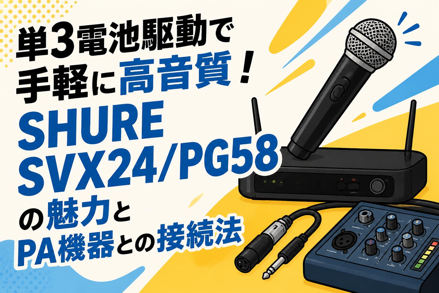 単3電池駆動で手軽に高音質！SHURE SVX24/PG58の魅力とPA機器との接続法