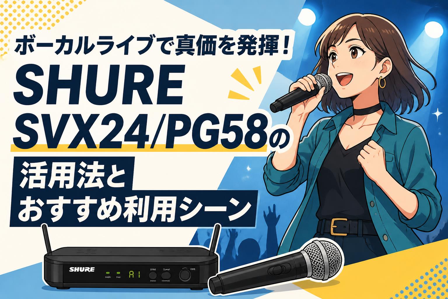 ボーカルライブで真価を発揮！SHURE SVX24/PG58の活用法とおすすめ利用シーン