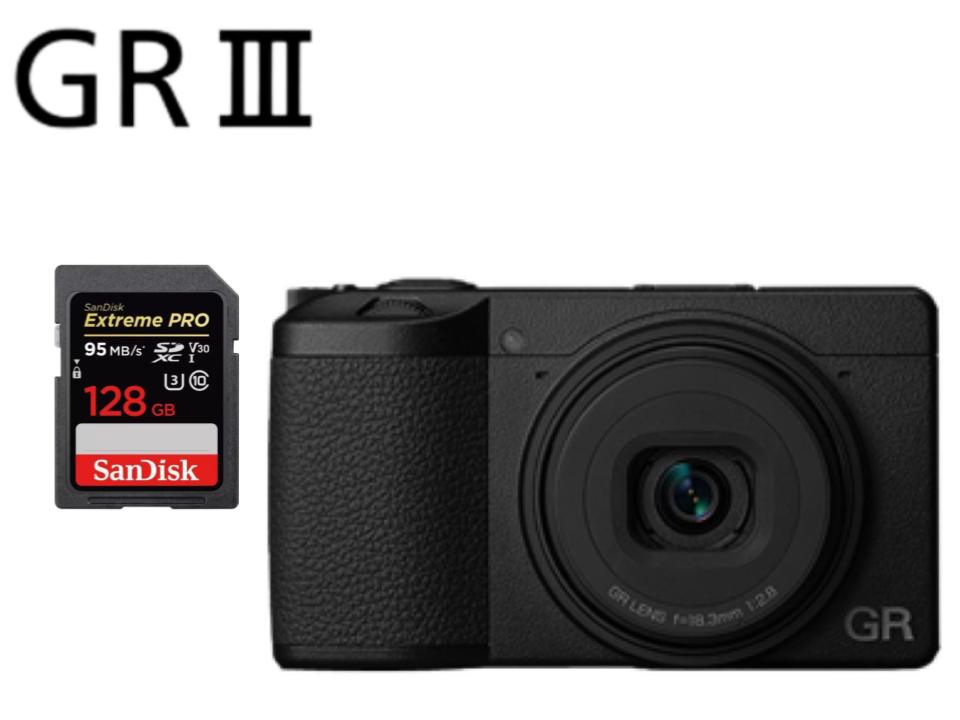 【美品】 Ricoh GR 　バッテリー、メモリー付 332ショット!! RICOH GRⅢ (GR3) 128GB SDカード 付属・RICOH DB-110 バッテリー