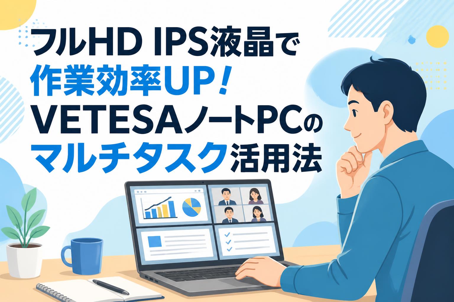フルHD IPS液晶で作業効率UP！VETESAノートPCのマルチタスク活用法