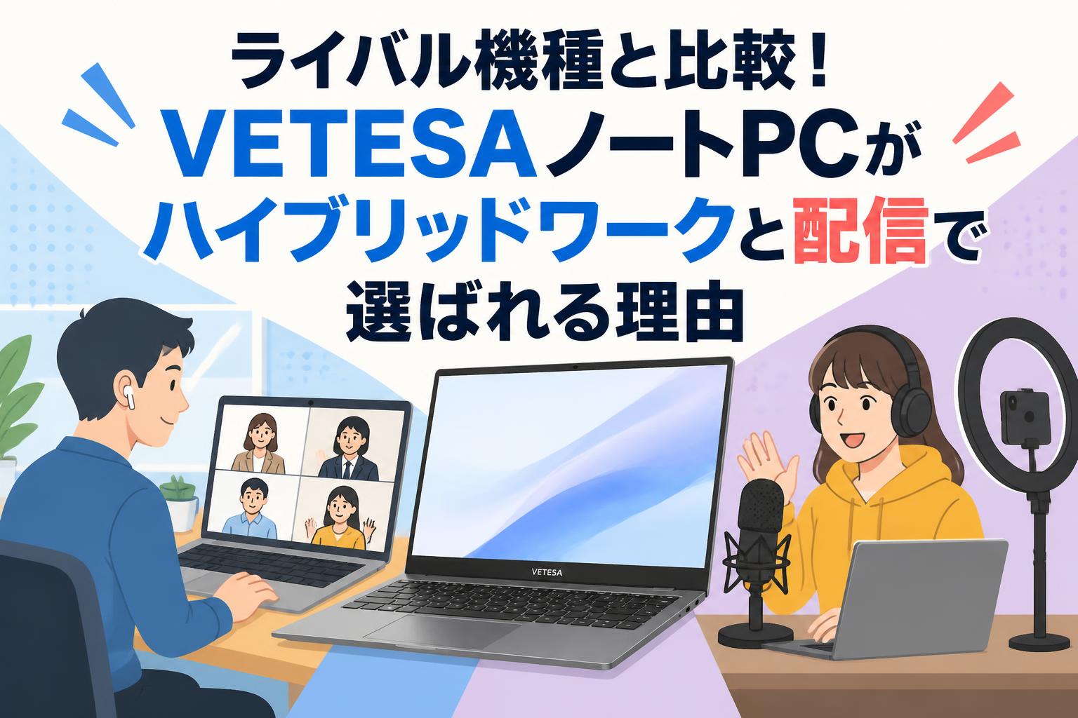ライバル機種と比較！VETESAノートPCがハイブリッドワークと配信で選ばれる理由