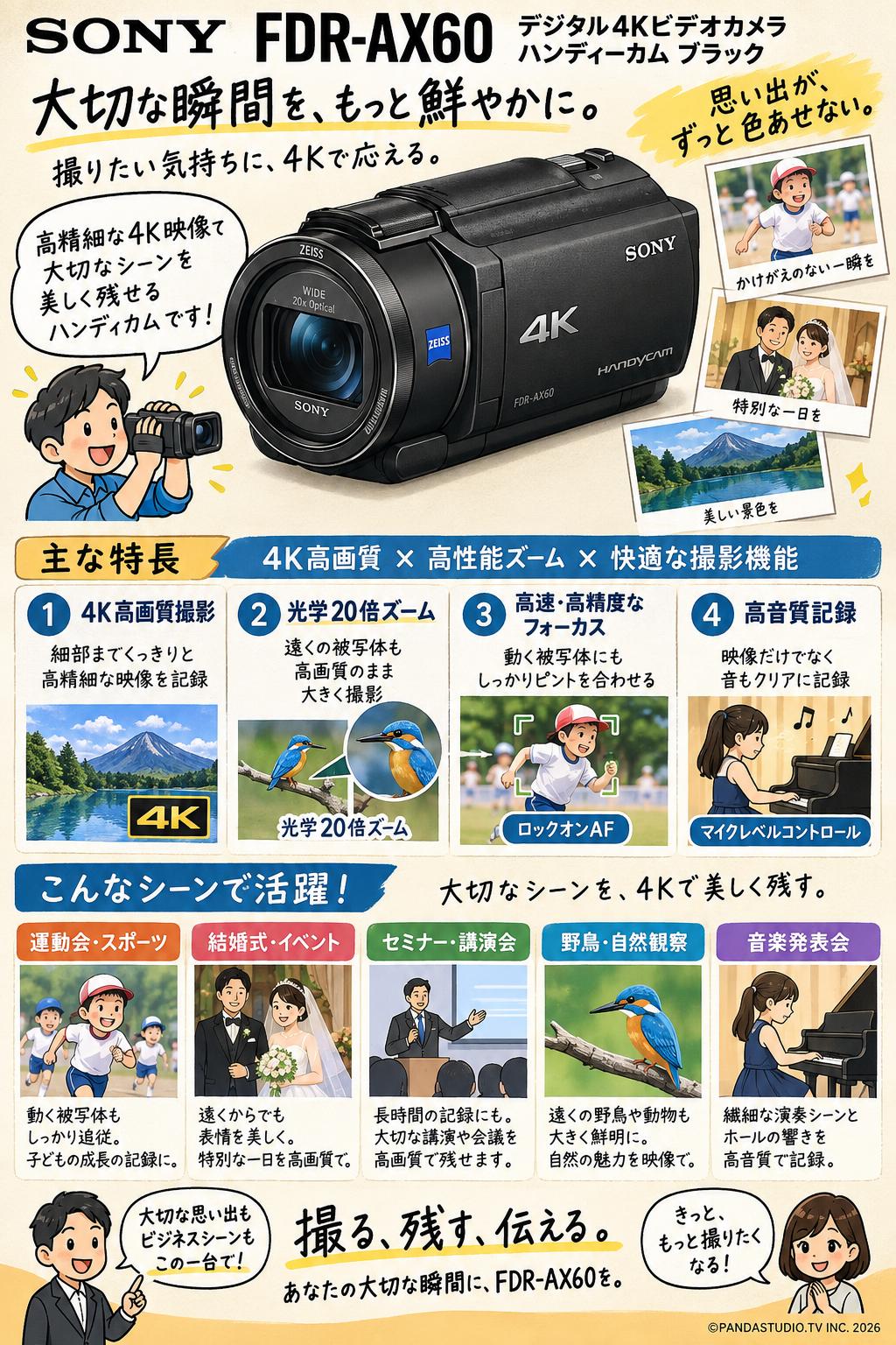 SONY FDR-AX60 デジタル4Kビデオカメラ ハンディーカム ブラック