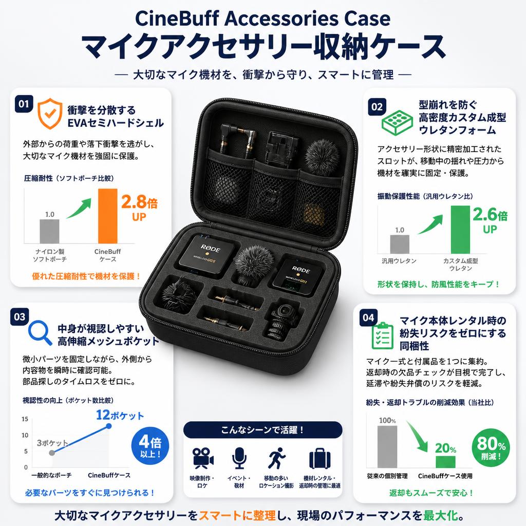 CineBuff Accessories Case マイクアクセサリー収納ケース セールスポイント