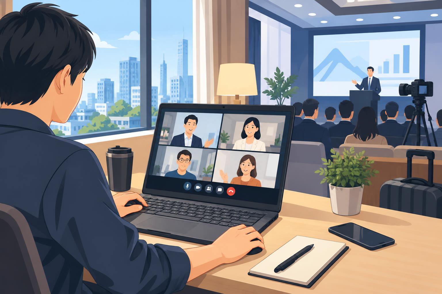 Zoom・Microsoft Teamsを使うオンライン会議とハイブリッドイベントの利用例