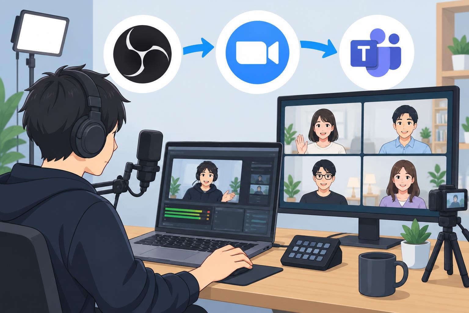 OBS Studio・Zoom・Microsoft Teamsを組み合わせたライブ配信活用法