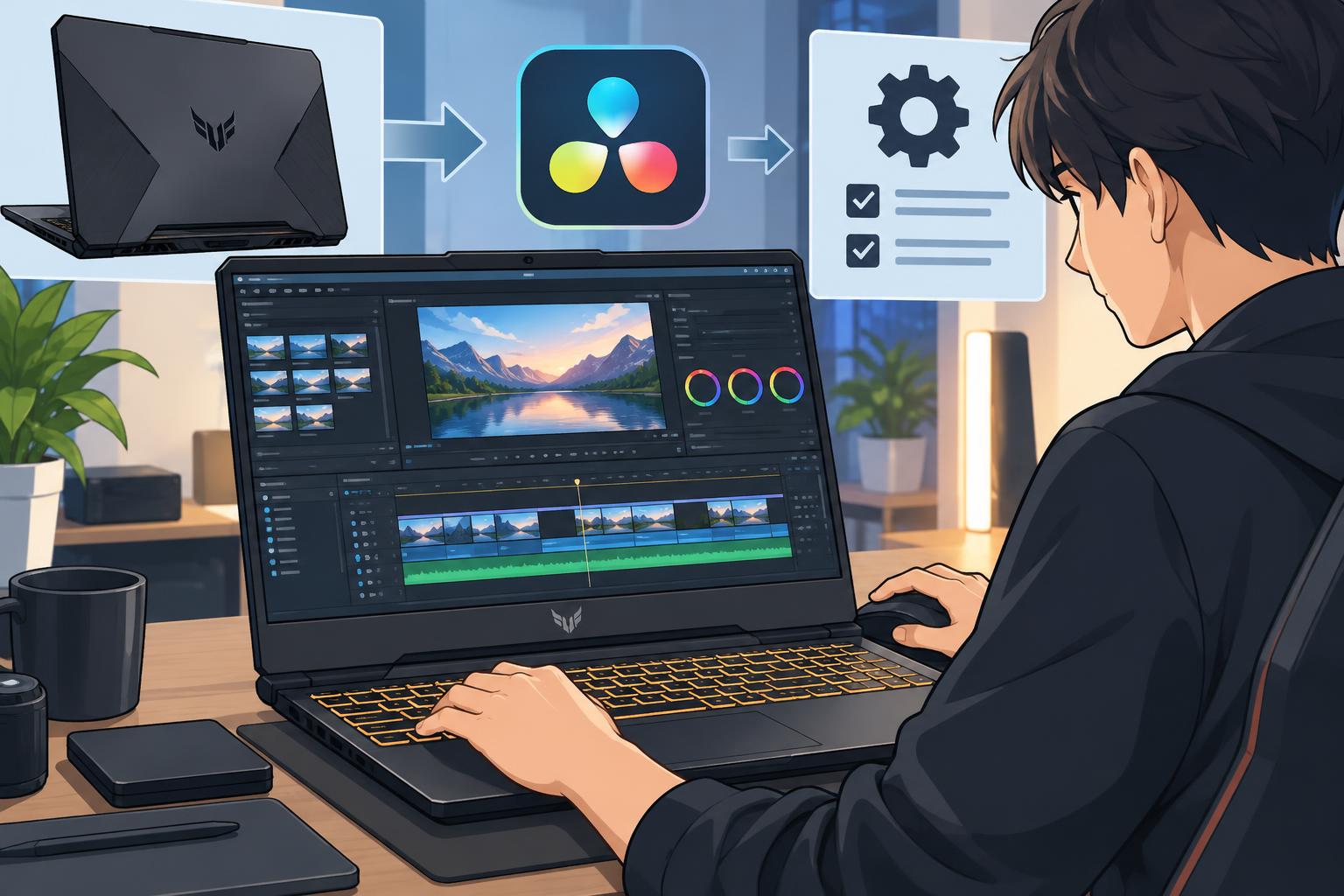 TUF Gaming A15でDaVinci Resolveを使う方法と初期設定