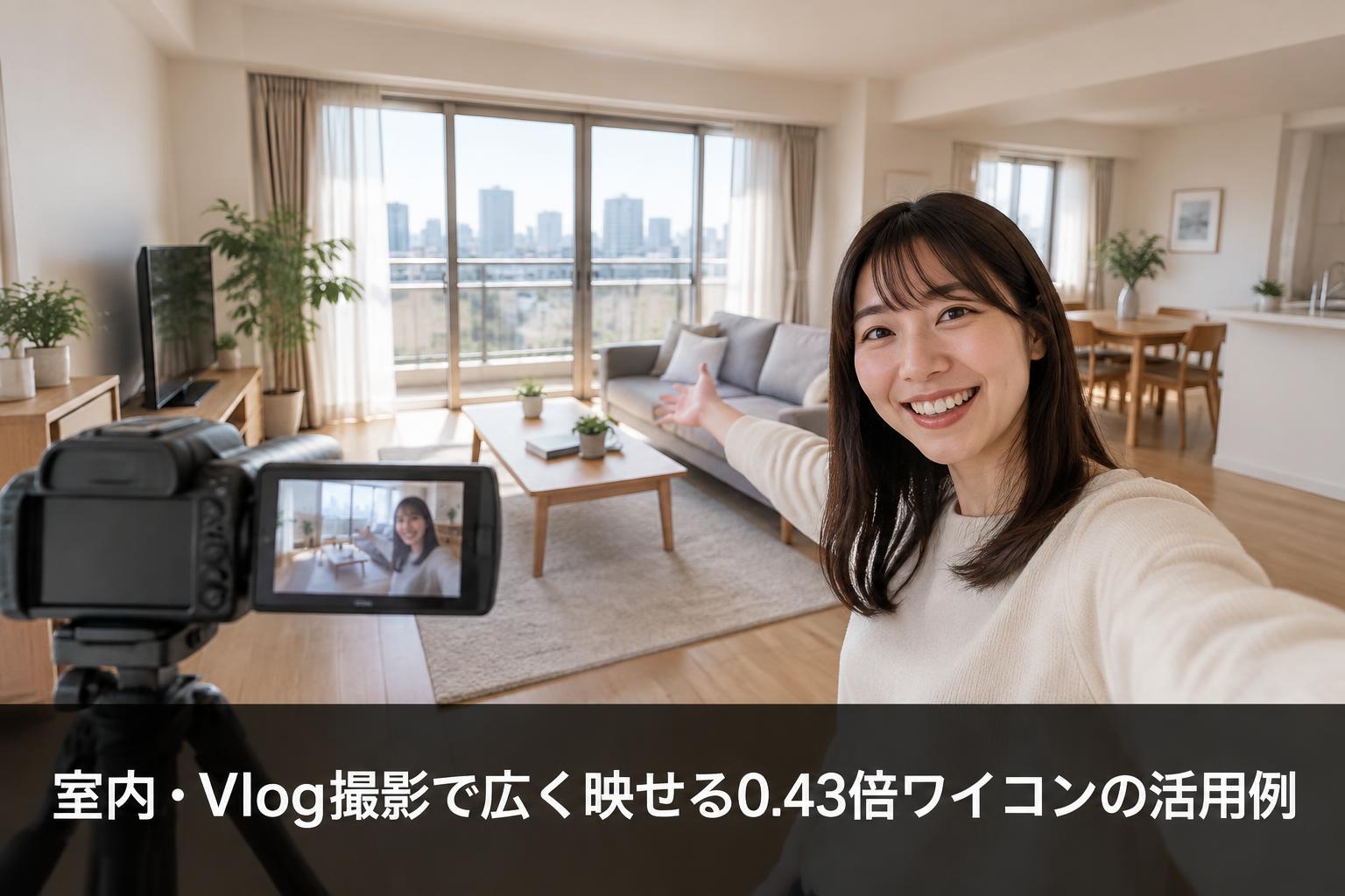 室内撮影・Vlog撮影での0.43倍ワイコン利用例