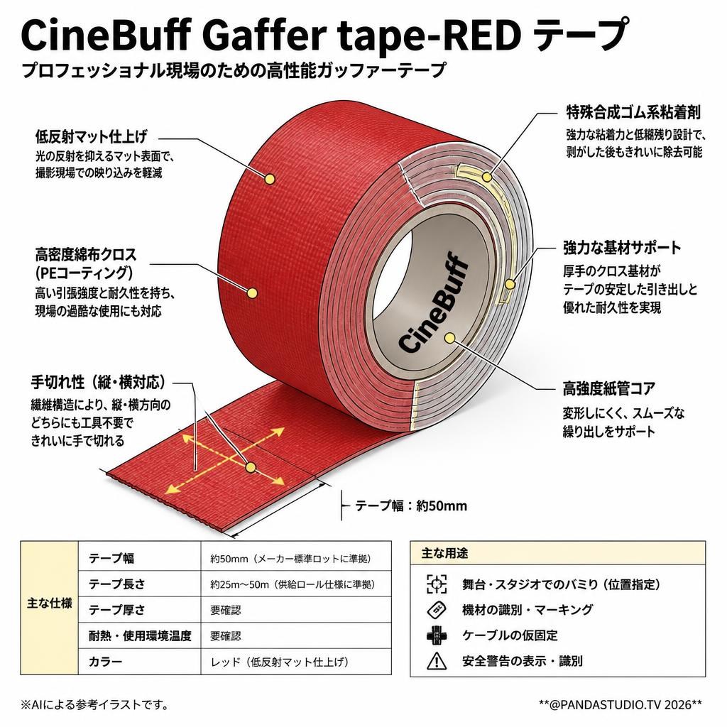 CineBuff Gaffer tape-RED テープ スペック