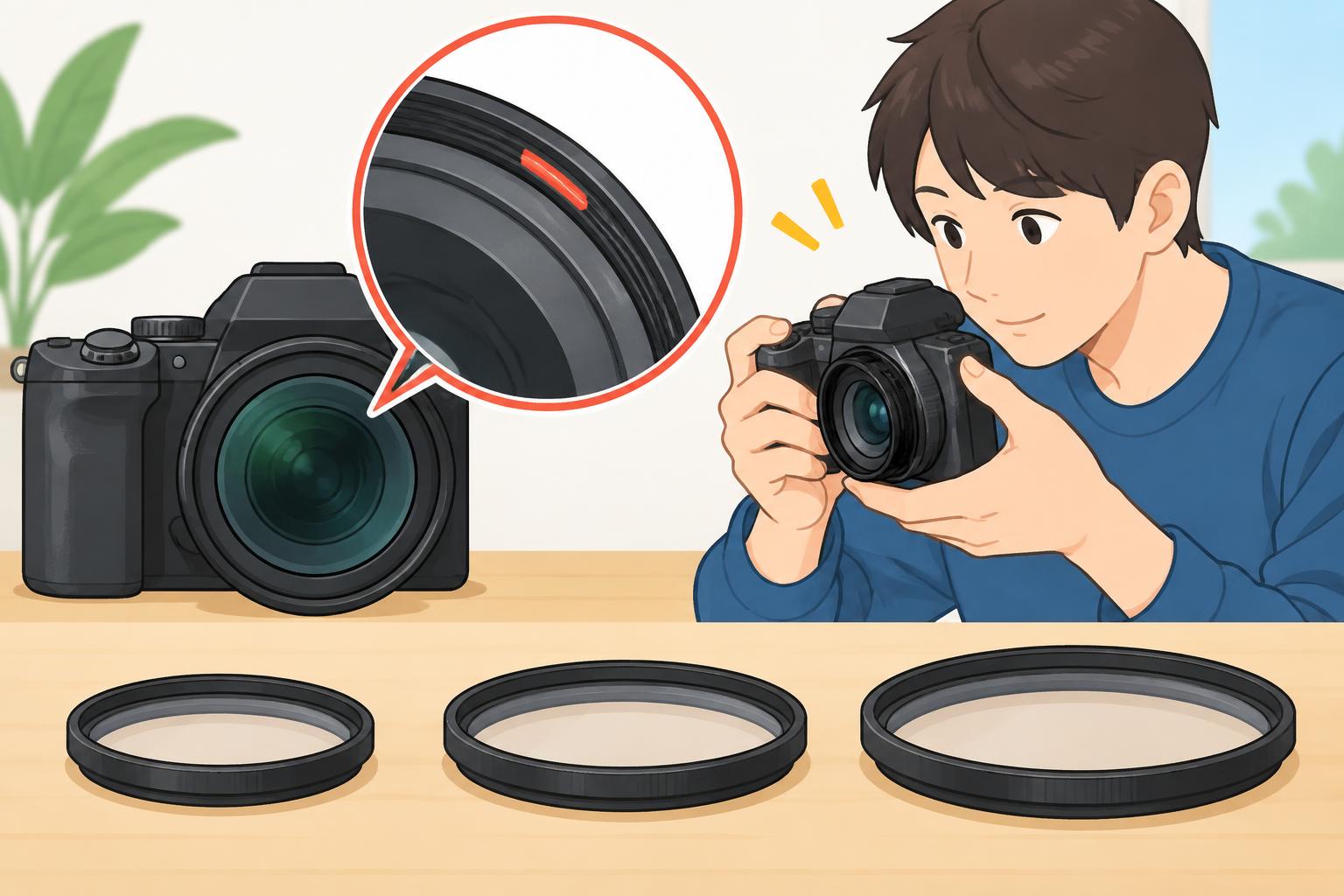 40.5mm・43mm・46mmのフィルター径を確認する方法