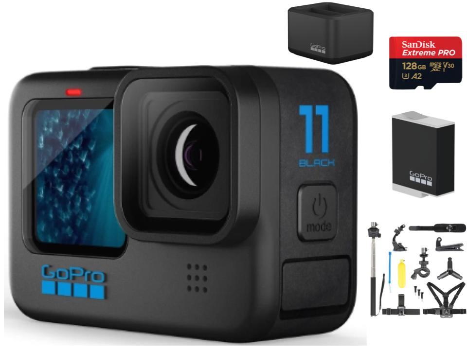 GoPro HERO11 Black アクションカメラ / バッテリー / チャージャー / アクセサリーキット / 128GB microSDXCカード セット