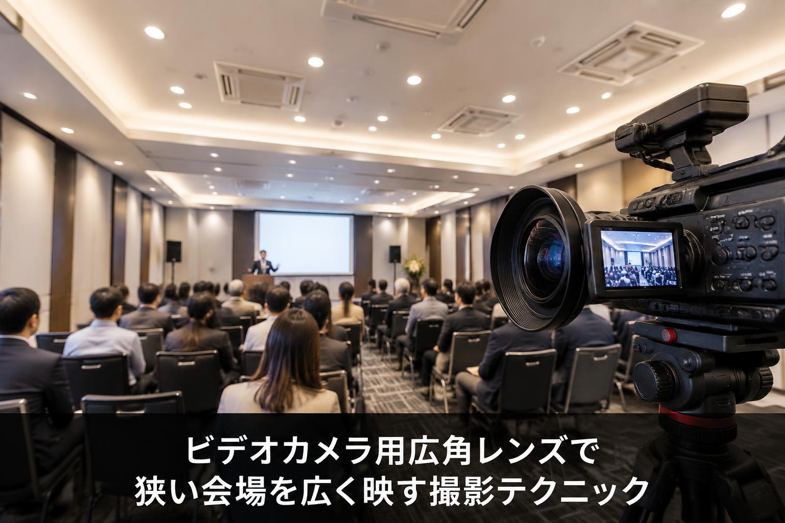 ビデオカメラ用広角レンズで狭い会場を広く映す撮影テクニック