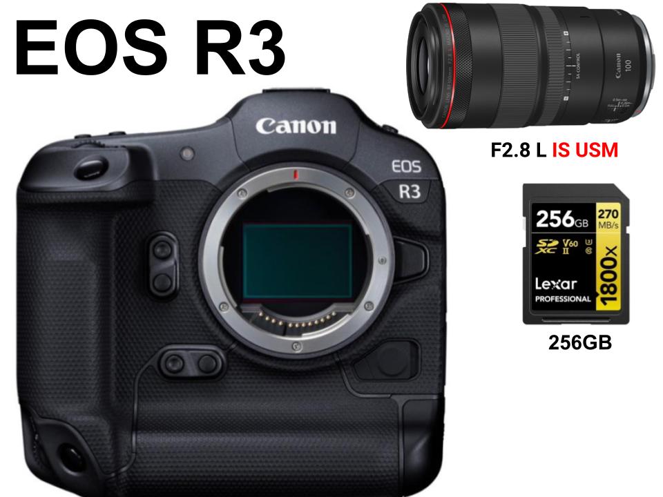 Canon EOS R3 ミラーレス / RF100mm F2.8L  / 256GB UHS-II SDXCカード セット