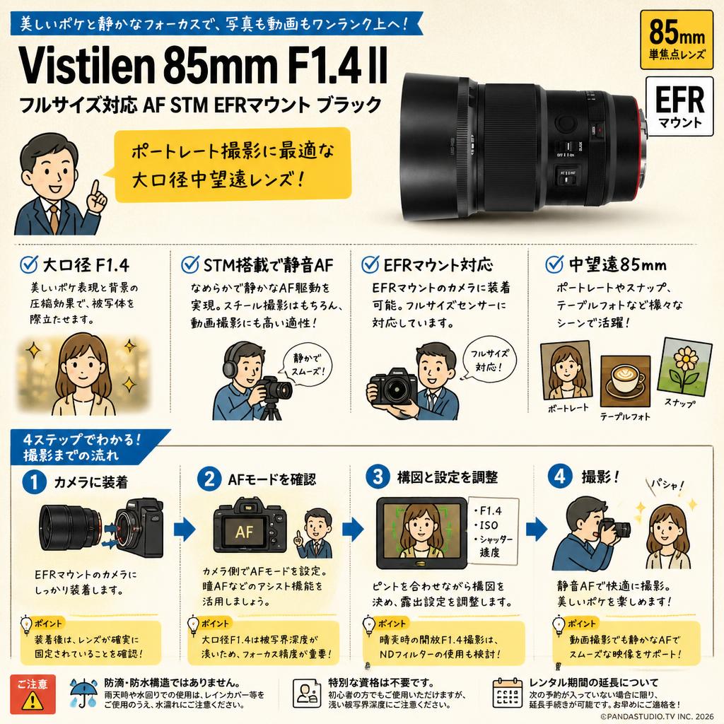 Vistilen 85mm F1.4 II フルサイズ対応 AF STM  EFRマウント ブラック FAQ（よくある質問と答え）