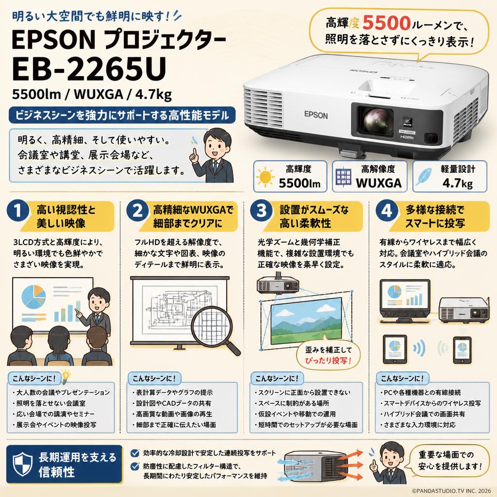 EPSON プロジェクター EB-2265U (5500lm/WUXGA/4.7kg) 概要