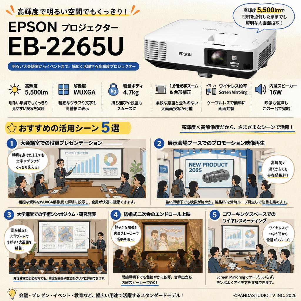 EPSON プロジェクター EB-2265U (5500lm/WUXGA/4.7kg) 用途