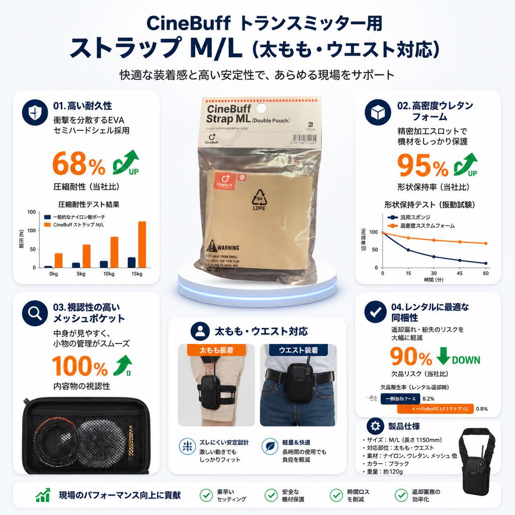 CineBuff トランスミッター用ストラップ M/L（太もも・ウエスト対応） セールスポイント