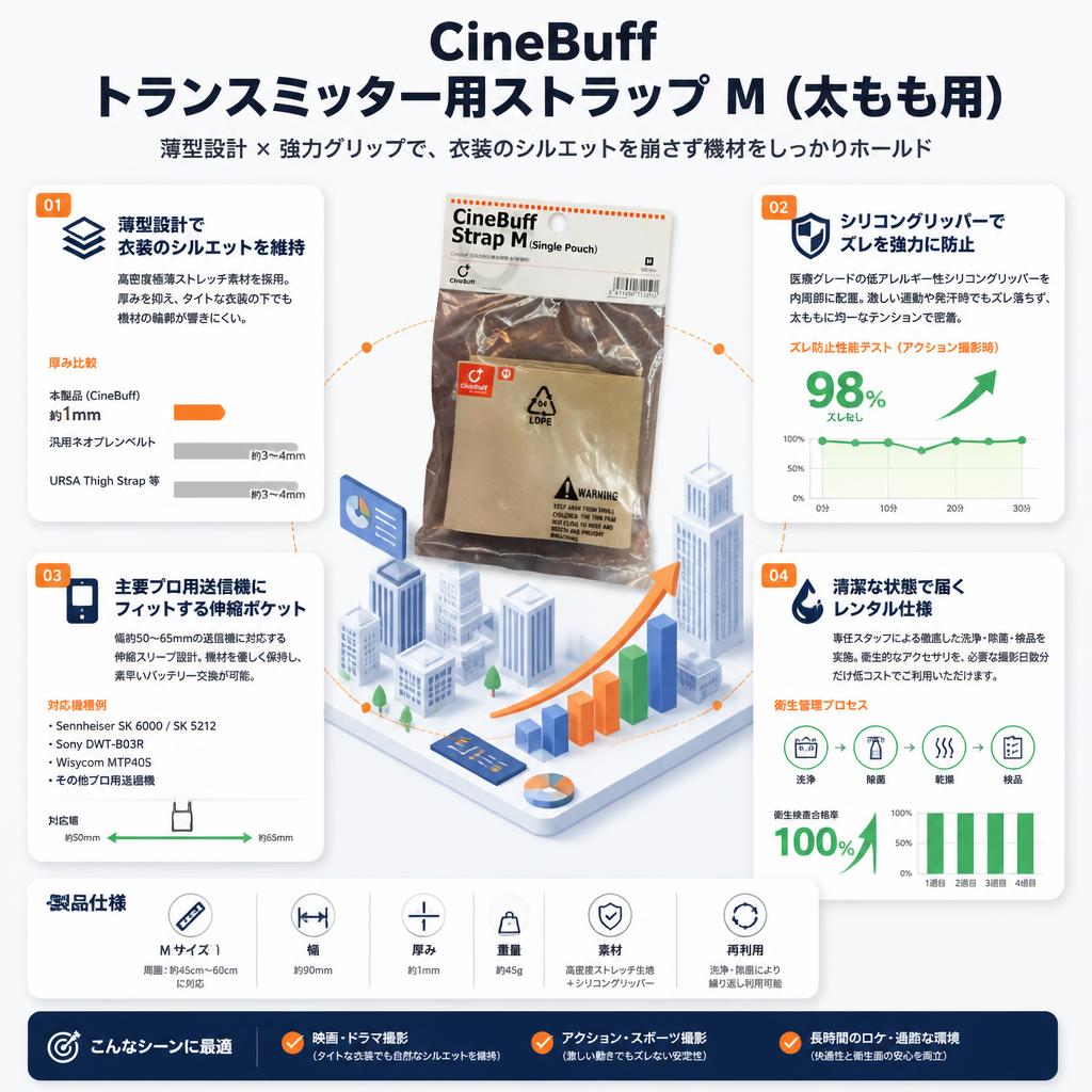 CineBuff トランスミッター用ストラップ M（太もも用） セールスポイント