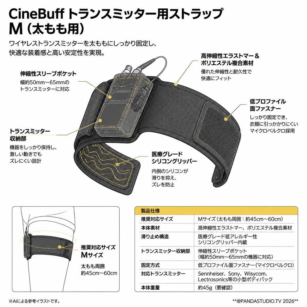 CineBuff トランスミッター用ストラップ M（太もも用） スペック