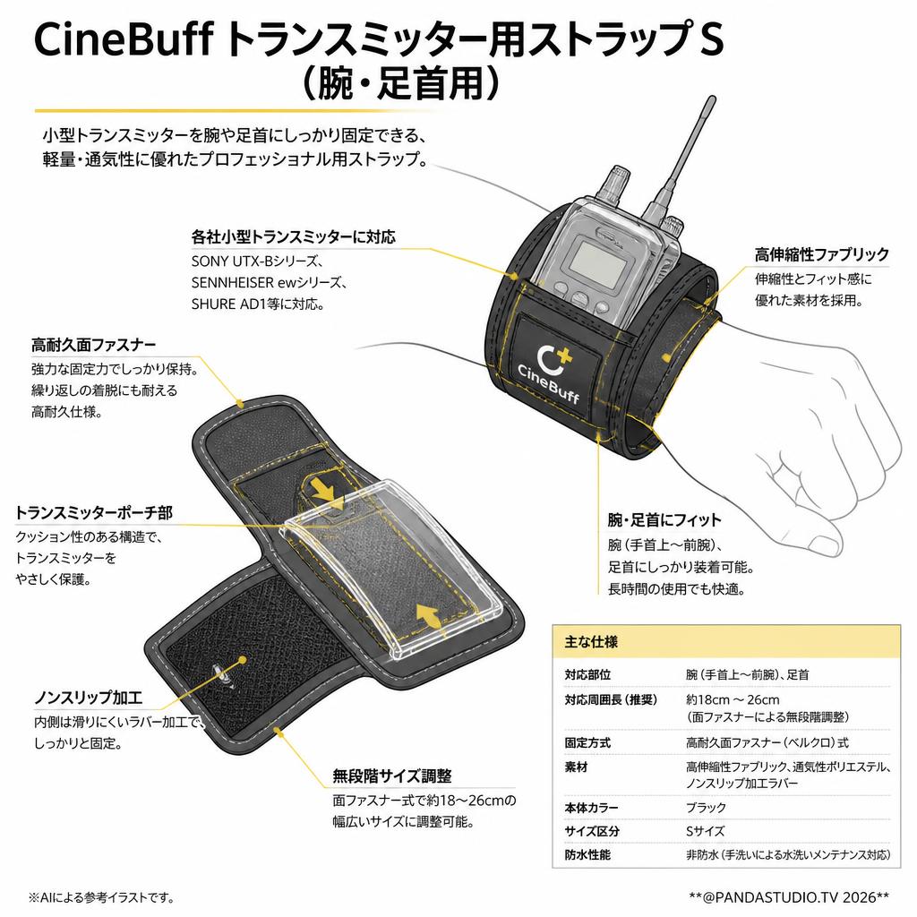 CineBuff トランスミッター用ストラップ S（腕・足首用） スペック