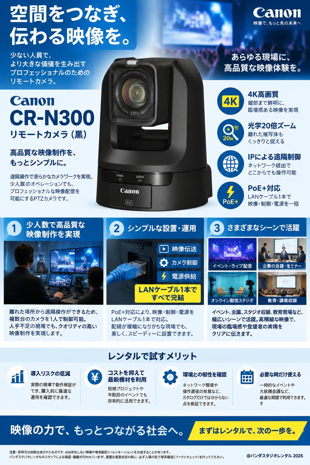 Canon CR-N300【リモートカメラ（黒）】 | パンダスタジオ・レンタル