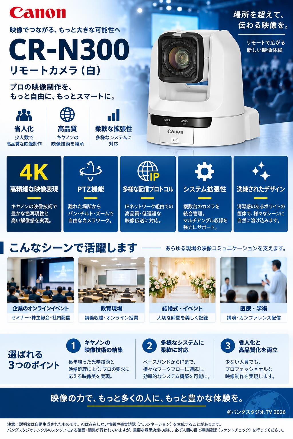 Canon CR-N300【リモートカメラ（白）】 | パンダスタジオ・レンタル