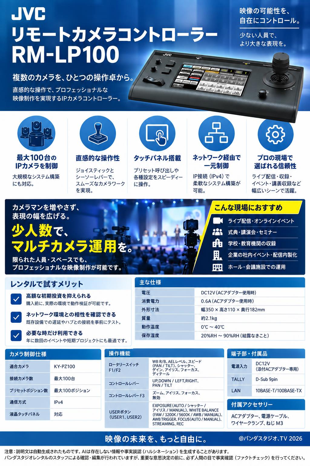 リモートカメラコントローラー JVC RM-LP100 概要
