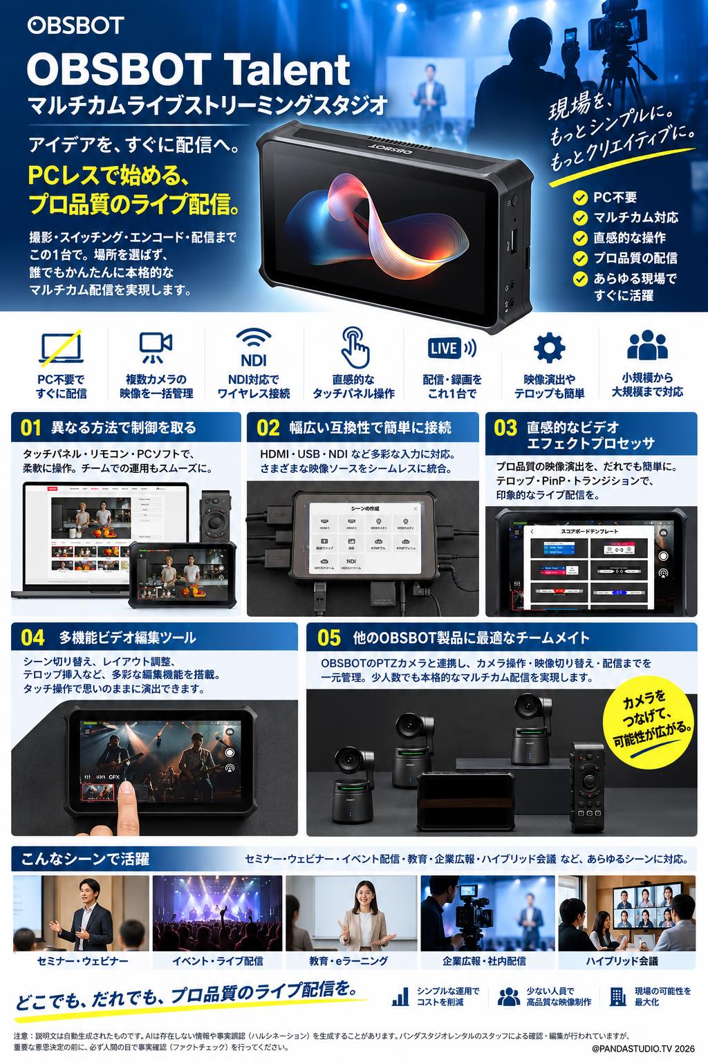 OBSBOT Talent マルチカムライブストリーミングスタジオ 概要