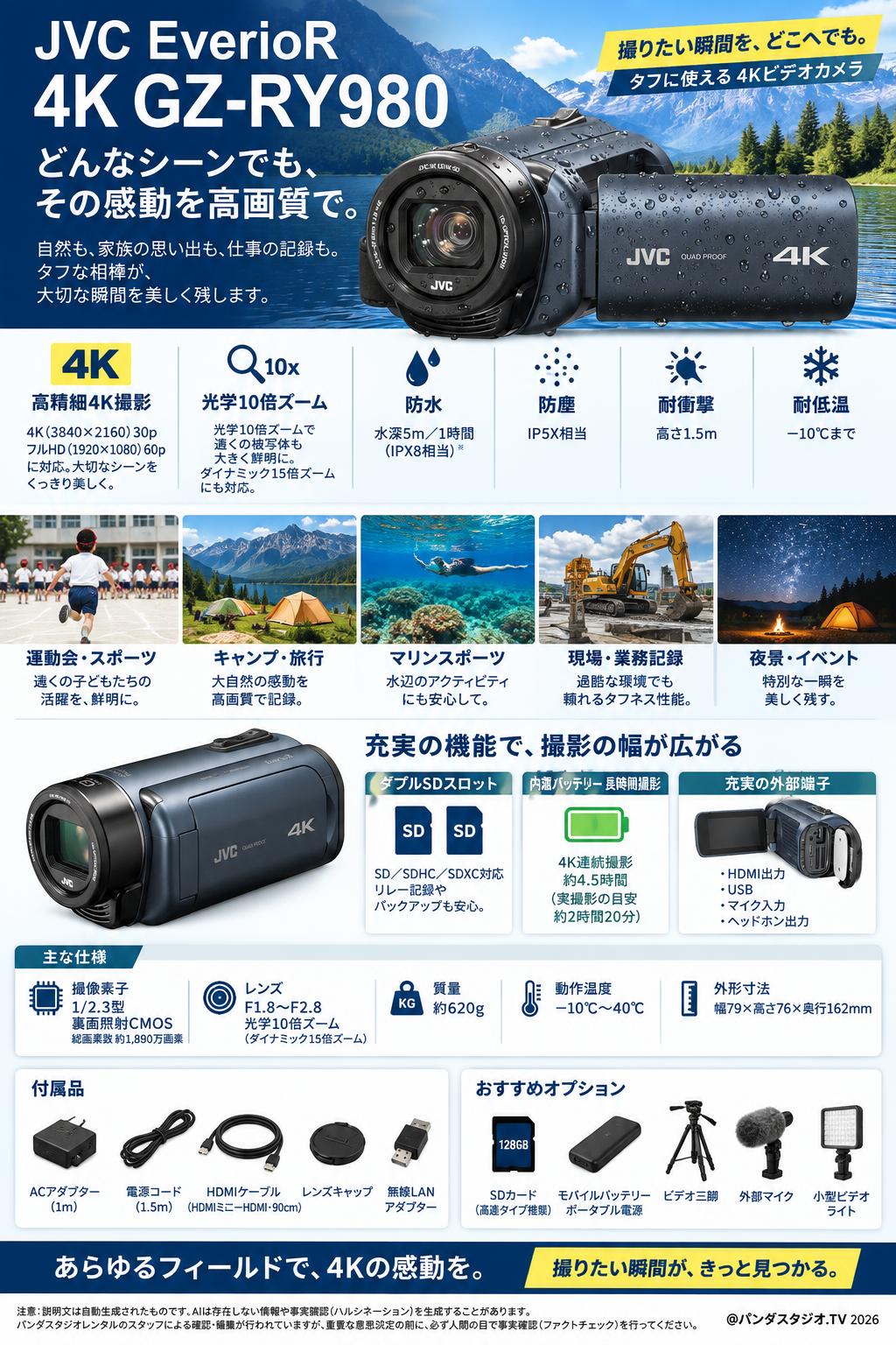 JVC EverioR 4K GZ-RY980 | パンダスタジオ・レンタル公式サイト