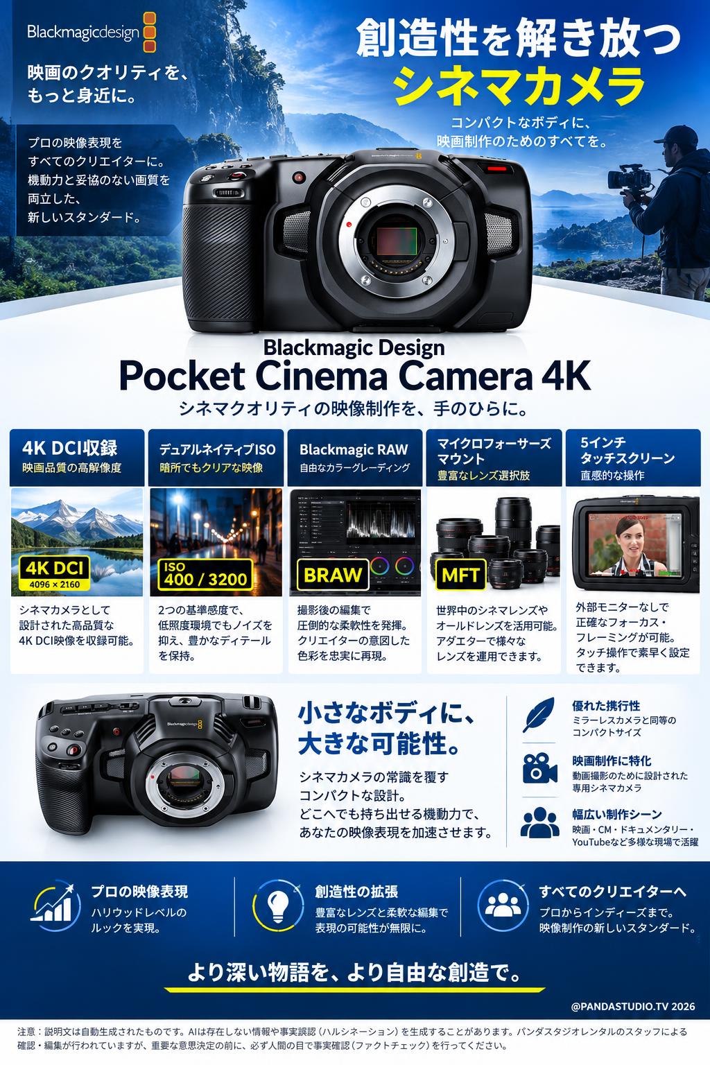 Blackmagic Design Pocket Cinema Camera 4K | パンダスタジオ