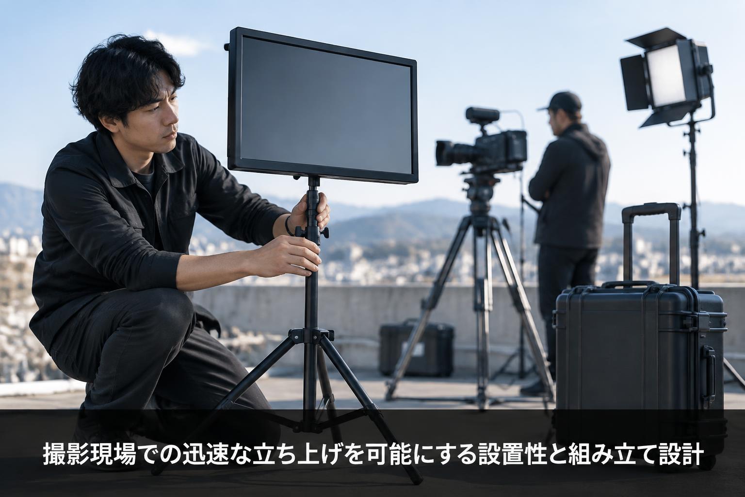 撮影現場での迅速な立ち上げを可能にする設置性と組み立て設計