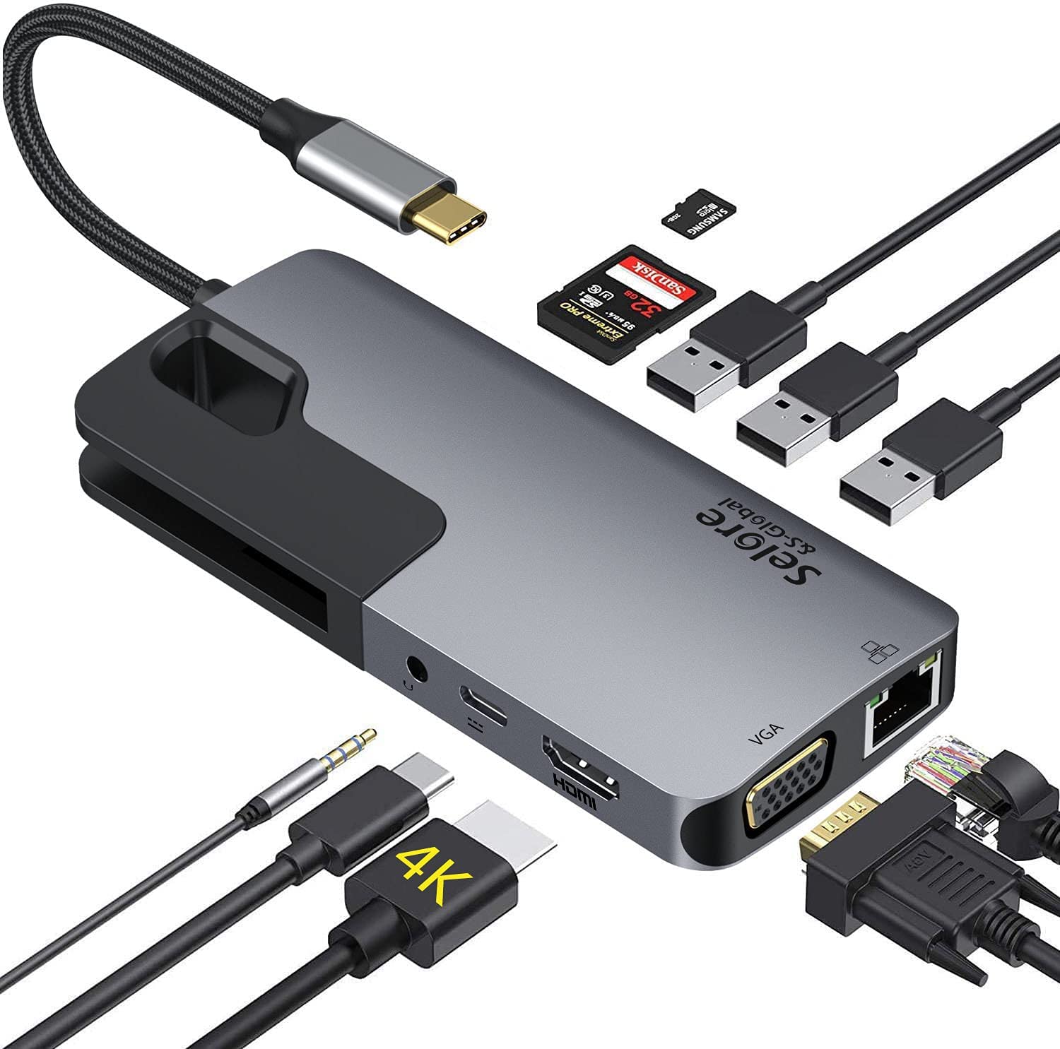 USB ハブ ドッキングステーション 10-in1 多機能 USB3.0ポート パンダスタジオ・レンタル公式サイト