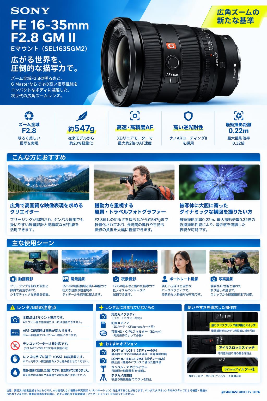 SONY FE 16-35mm F2.8 GM II Eマウント（SEL1635GM2） 概要