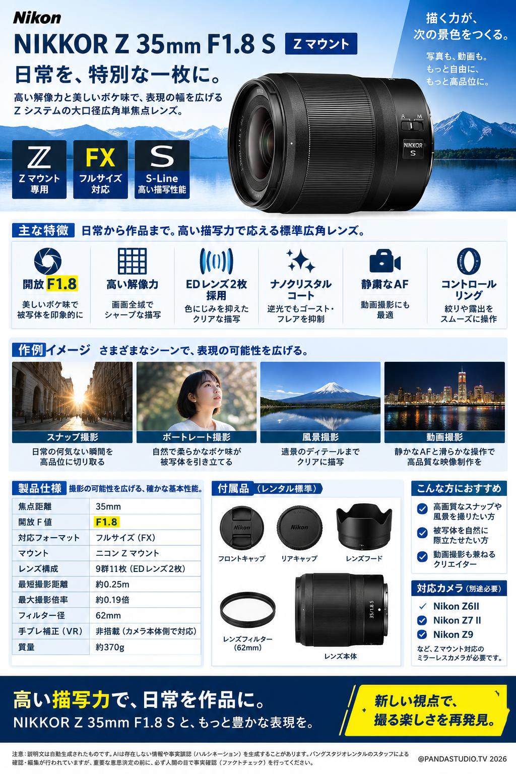Nikon NIKKOR 35mm F1.8 S Z マウント 概要