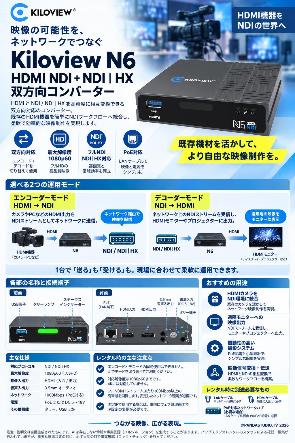 Kiloview N6 HDMI NDI＋NDI | HX 双方向コンバーター 概要