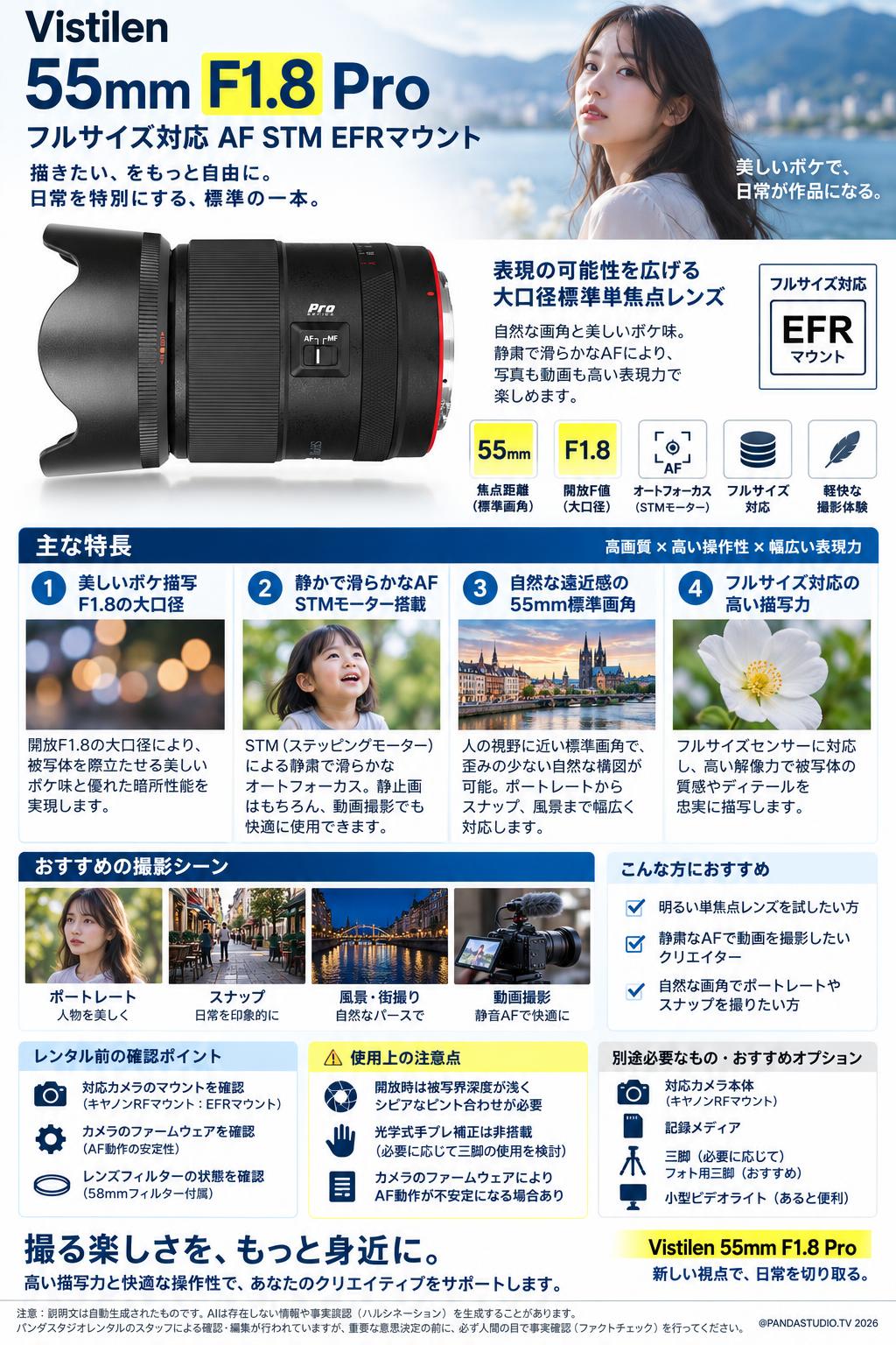Vistilen 55mm F1.8 Pro フルサイズ対応 AF STM EFRマウント 概要