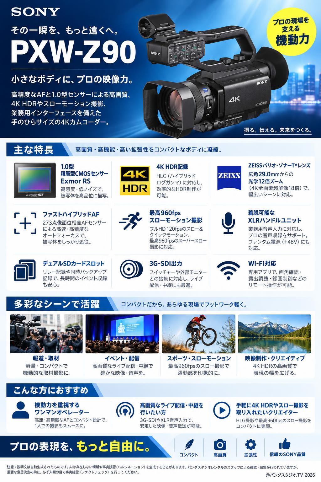 SONY PXW-Z90 | パンダスタジオ・レンタル公式サイト