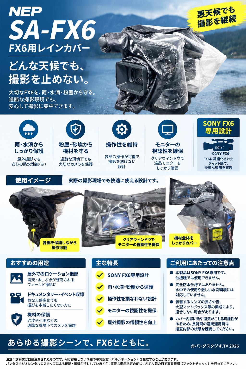 NEP SA-FX6 (FX6用レインカバー) 概要