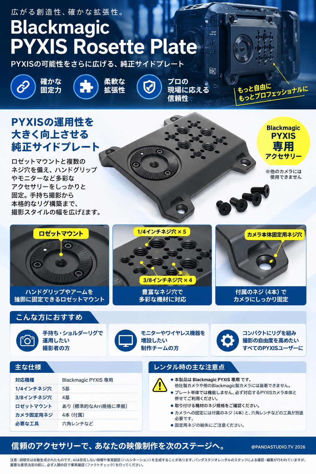 Blackmagic PYXIS Rosette Plate 概要