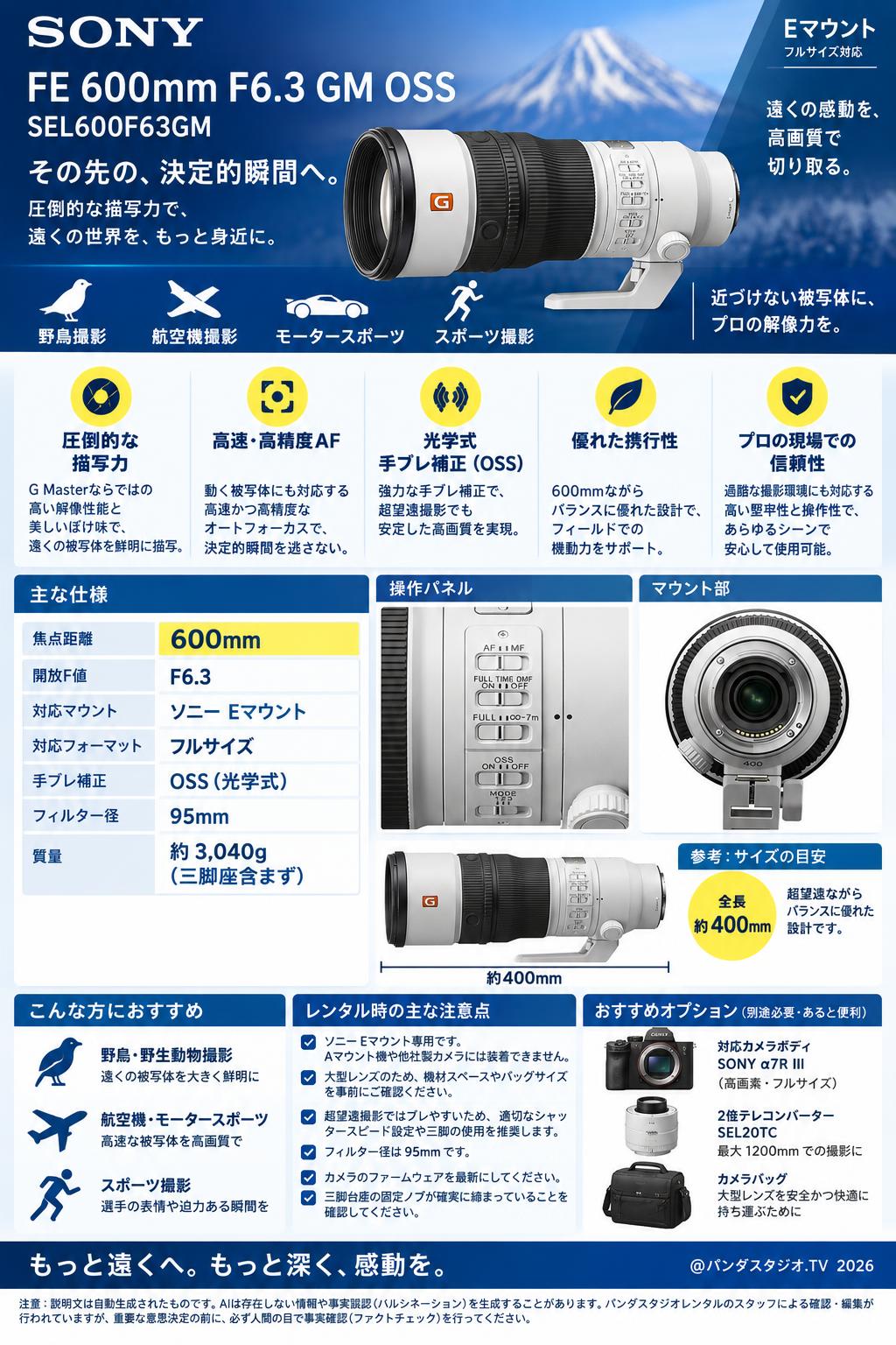 SONY FE 600mm F6.3 GM OSS SEL600F63GM Eマウント 概要