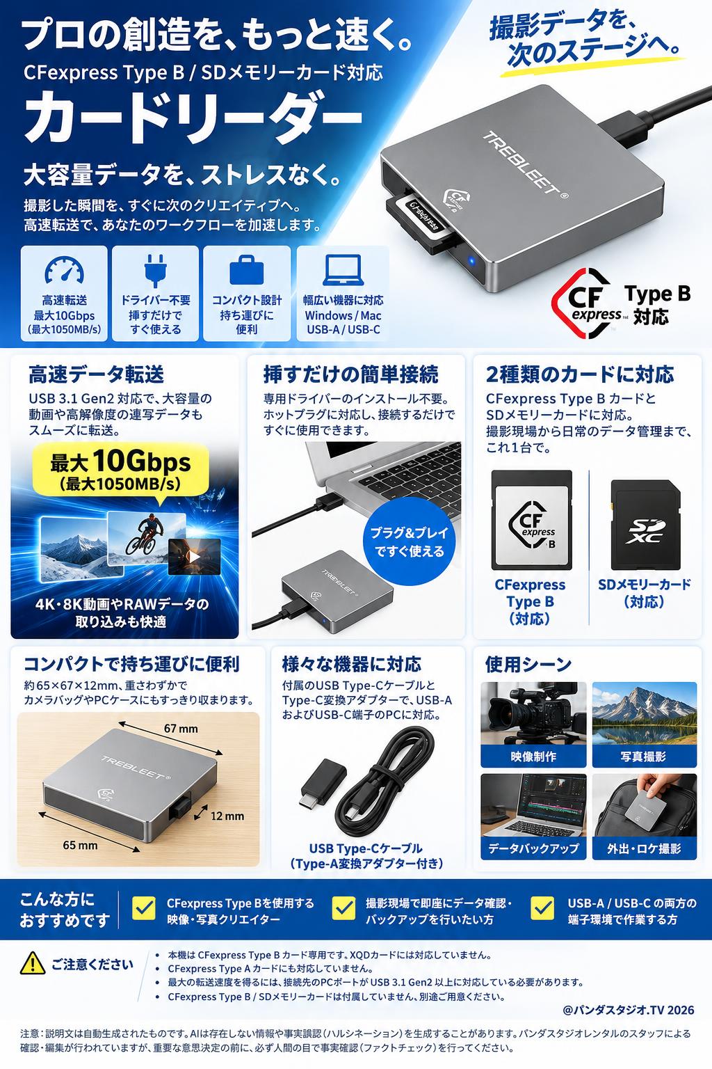 CFexpress Type B SDメモリーカード対応 カードリーダー 概要