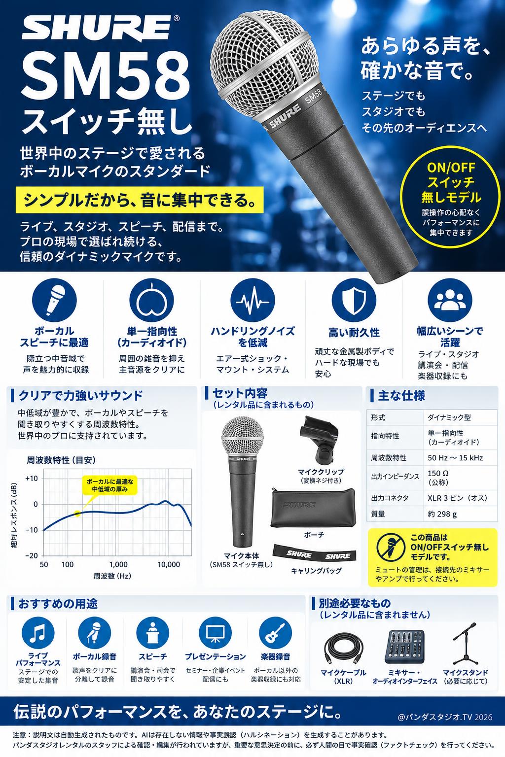 SHURE  SM58 スイッチ無し 概要