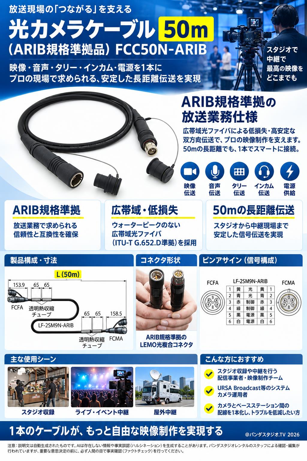 光カメラケーブル 50m (ARIB規格準拠品) FCC50N-ARIB 概要