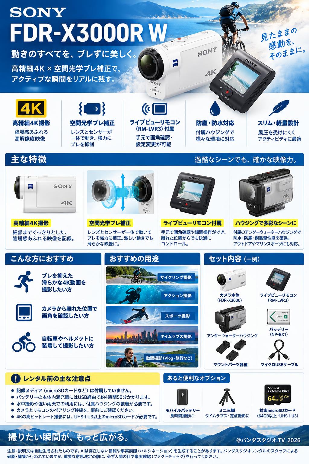 SONY FDR-X3000R W 概要
