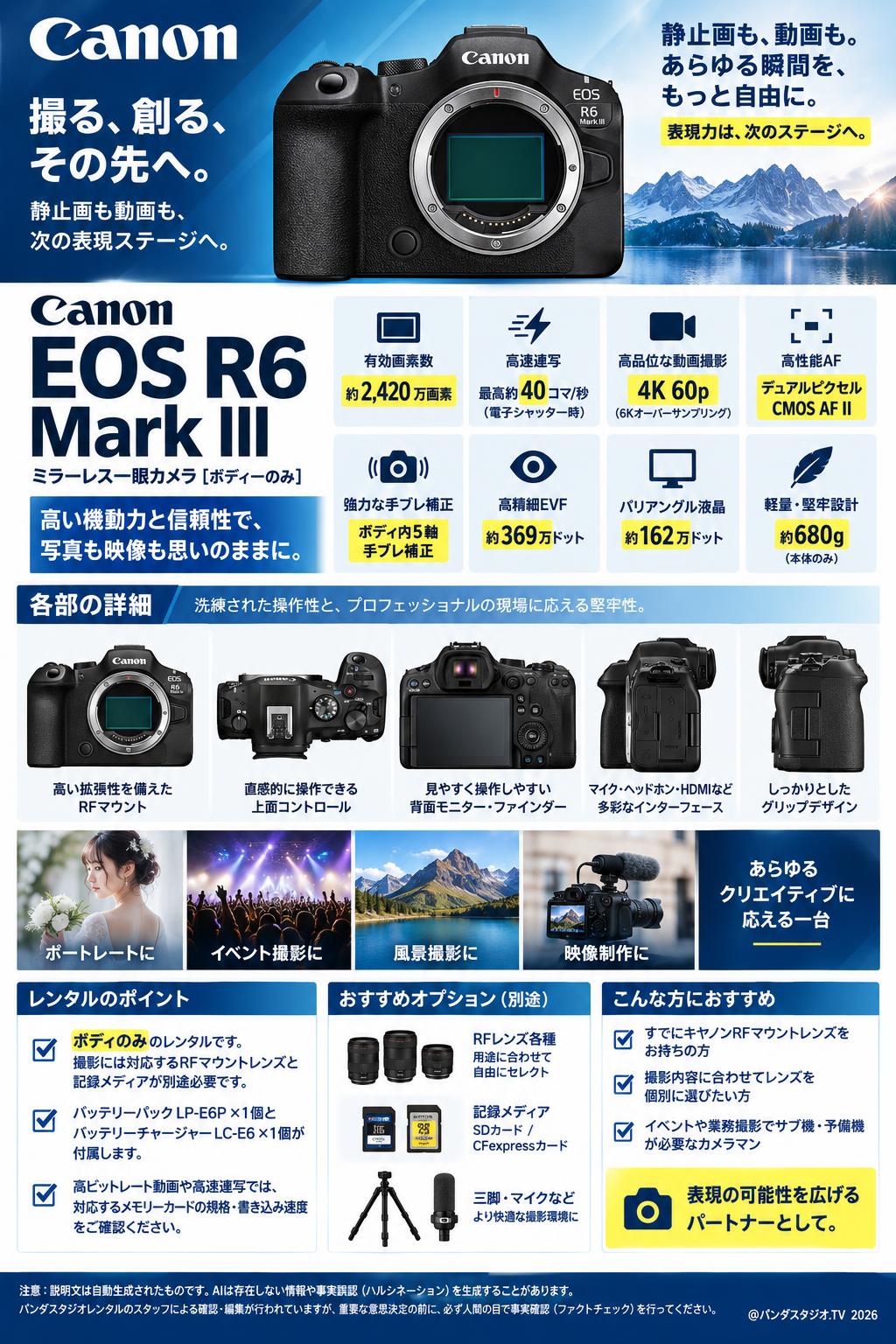 Canon EOS R6 Mark III ミラーレス一眼カメラ [ボディーのみ] 概要