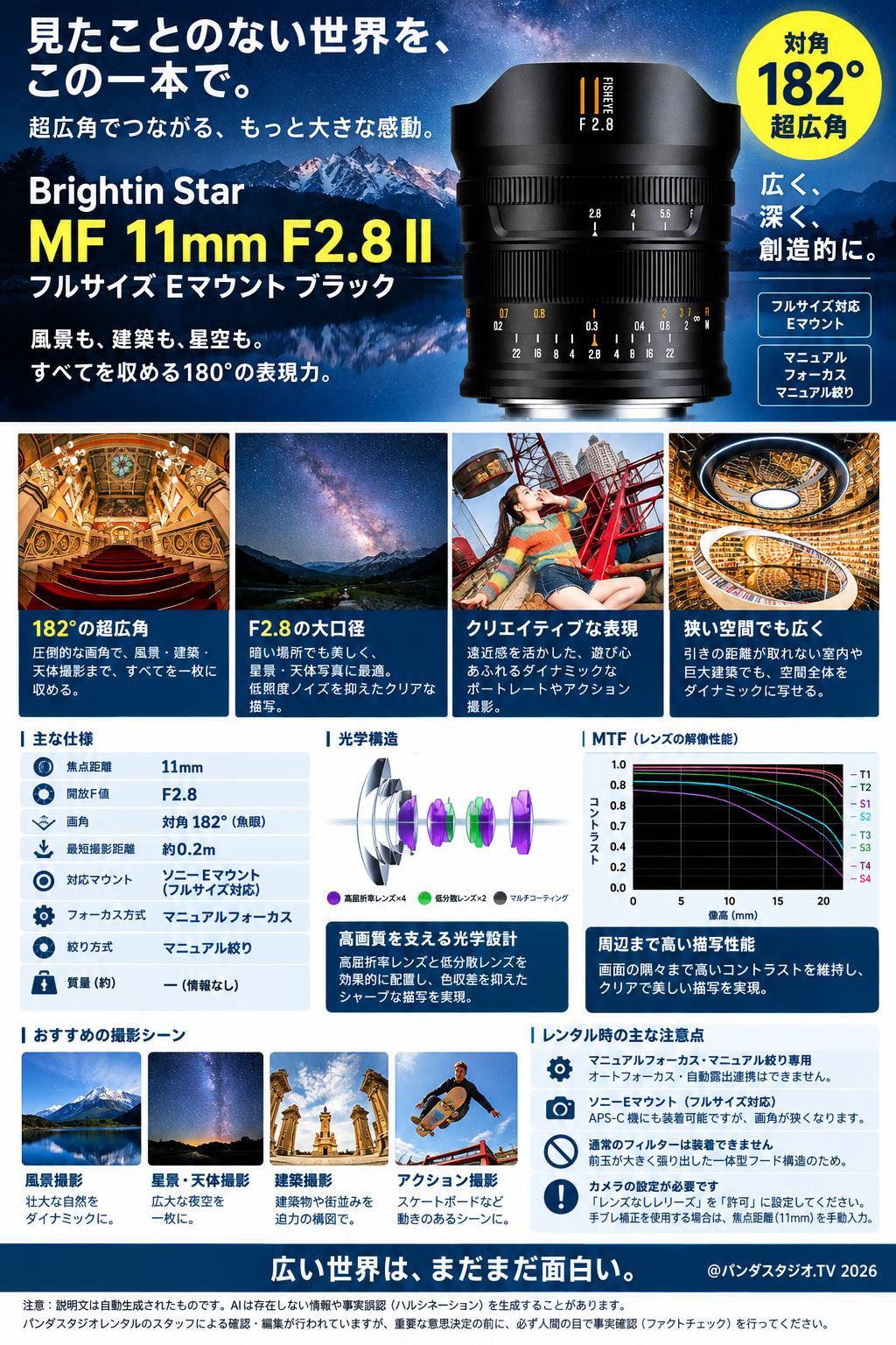 Brightin Star MF 11mm F2.8 II フルサイズ Eマウント ブラック 概要