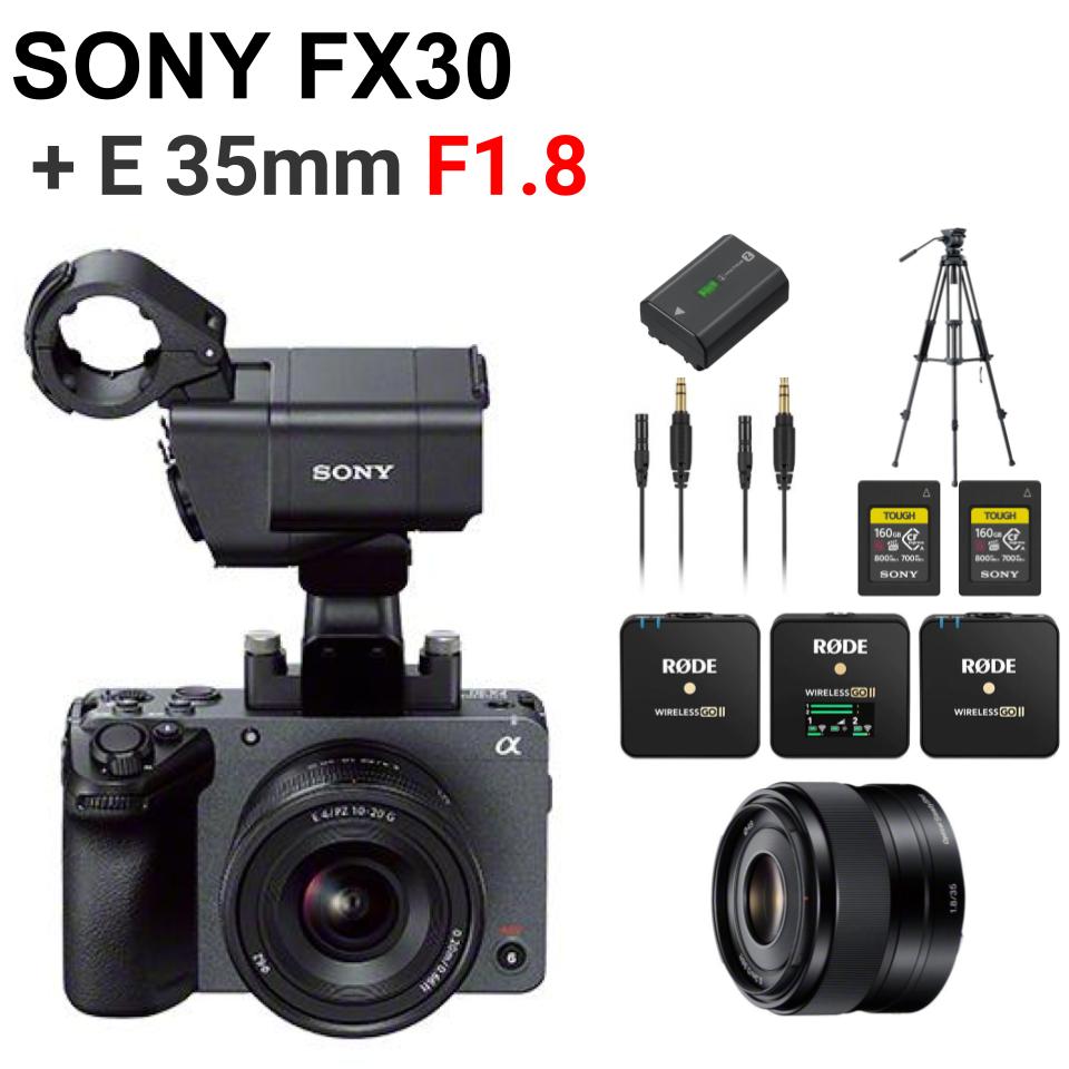 SONY FX30 / E 35mm F1.8 / TH-X / NP-FZ100 / CFexpress Type Aメモリーカード 160GB×2 / RODE Wireless GO II ＋ ラベリアマイク Lavalier GO バンドルセット