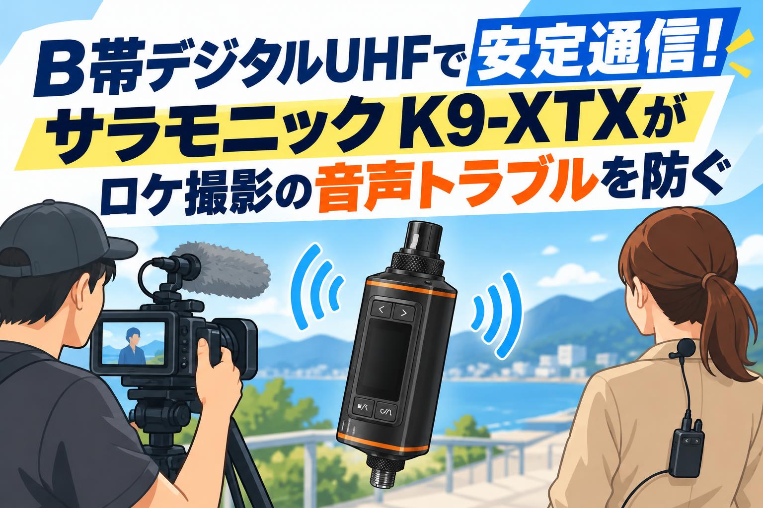 B帯デジタルUHFで安定通信！サラモニック K9-XTXがロケ撮影の音声トラブルを防ぐ