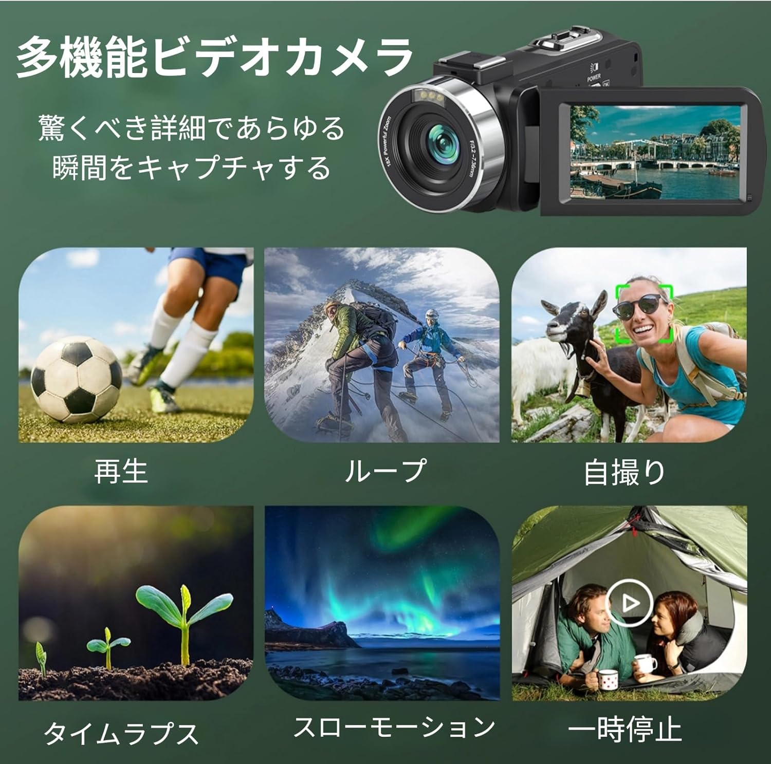 ビデオカメラ 【32GB SDカード付】【4K録画 8000万画素 3.0インチIPS