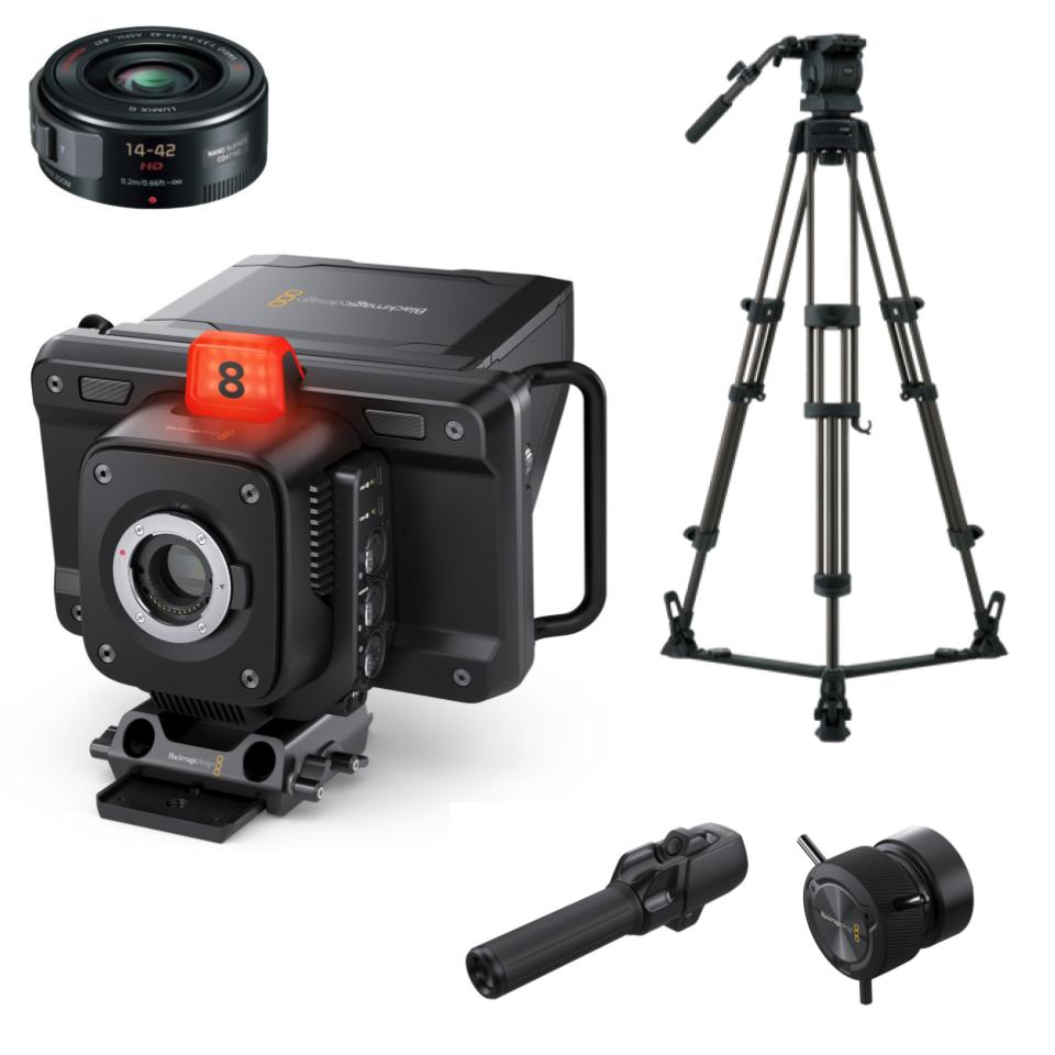 Blackmagic Studio Camera 4K Pro＋(Zoom＋Focus)Demand＋Panasonic LUMIX G X VARIO PZ 14-42mm F3.5-5.6 ASPH＋Libec RS-250Dグランドスプレッダー