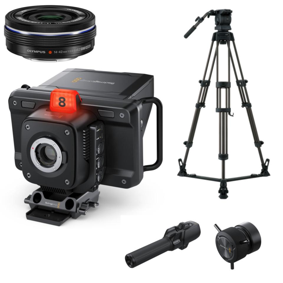 Blackmagic Studio Camera 4K Pro＋(Zoom＋Focus)Demand＋OLYMPUS M.ZUIKO DIGITAL ED 14-42mm F3.5-5.6 EZ＋Libec RS-250Dグランドスプレッダー